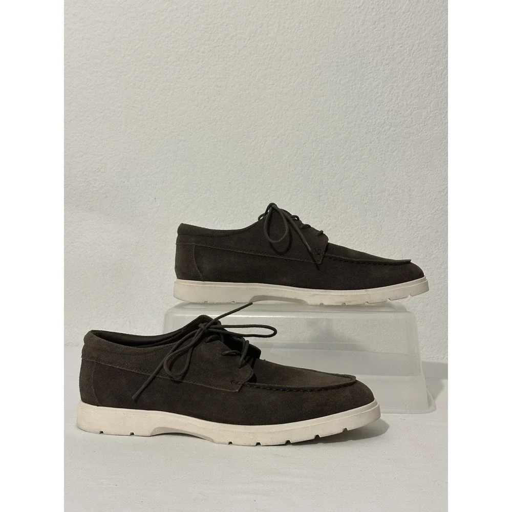 Nordstrom Ortholite Mens Moc Toe Derby Sneaker Casual Suede Lace Up Brown Sz 11M